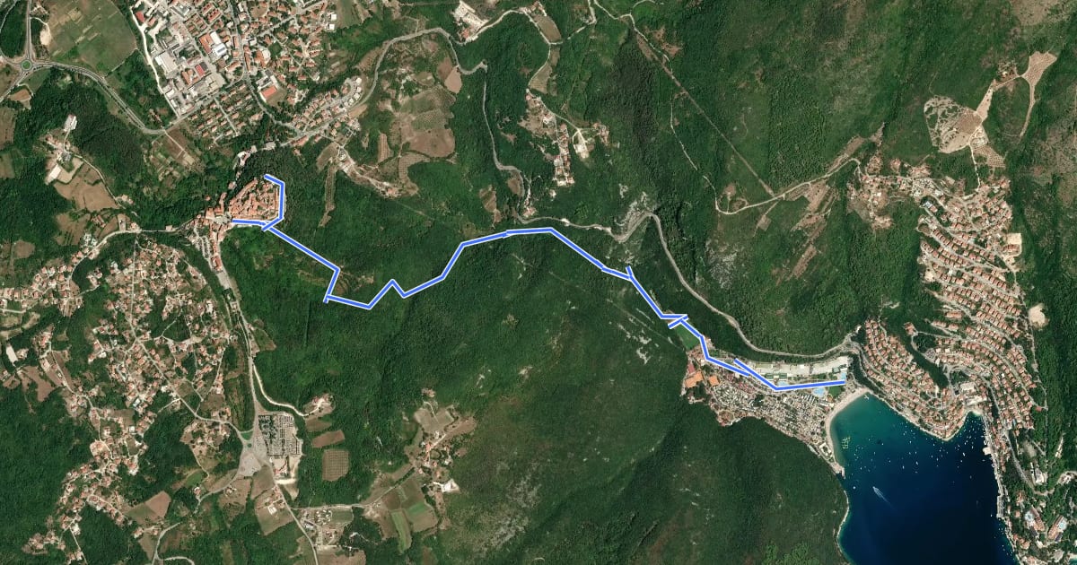 Маршрут Staza božanskih izvora (Rabač - Labin) на спутниковом снимке