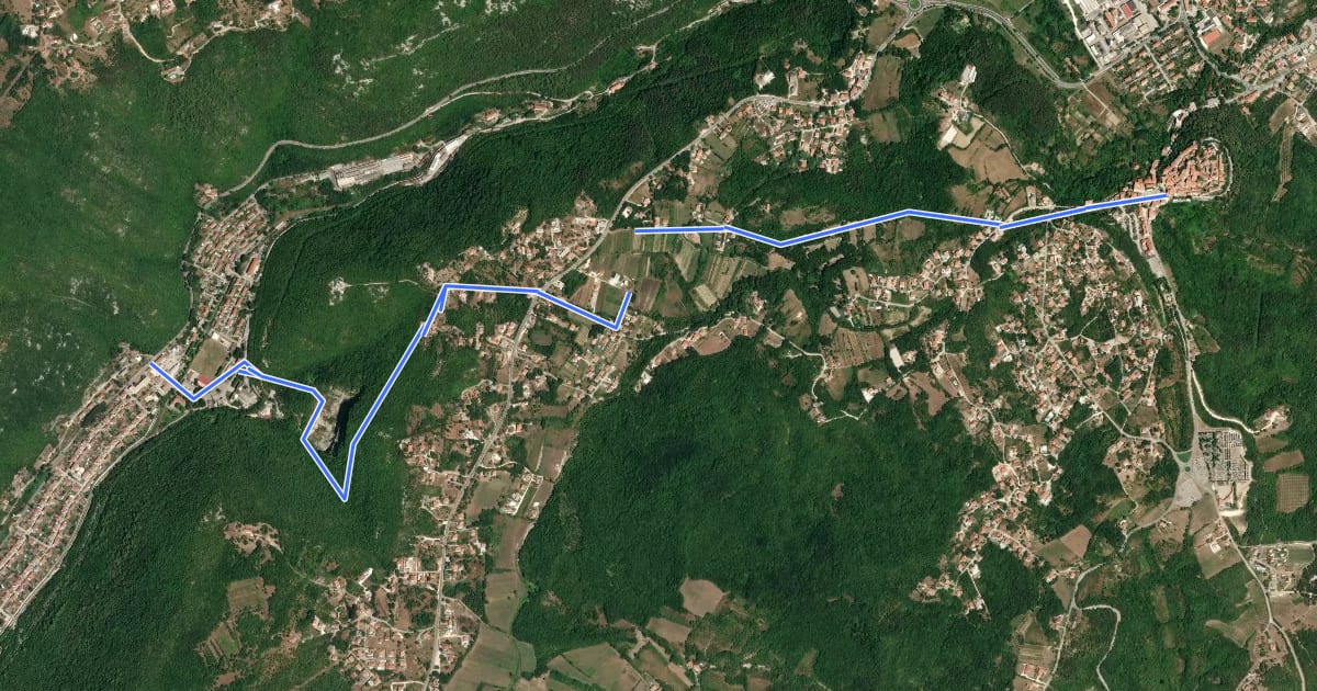 Маршрут Staza svete Barbare (Labin - Kapelica - Raša) на спутниковом снимке
