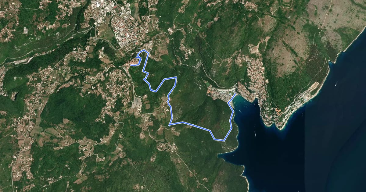 Маршрут Staza Svetog Justa (Labin - Gondolići - Rabač) на спутниковом снимке