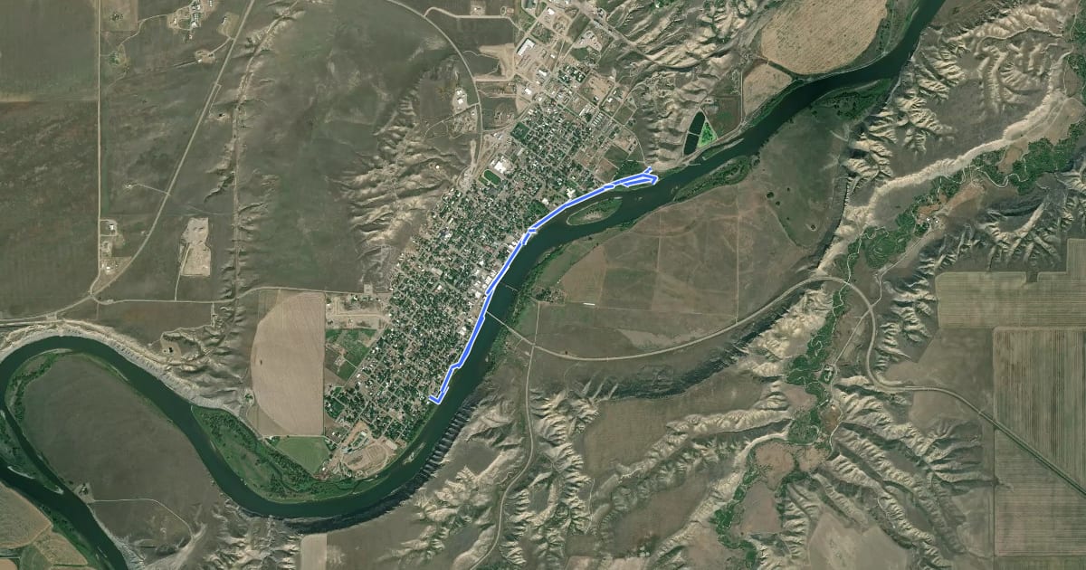 Маршрут Steamboat Levee Walking Trail на спутниковом снимке