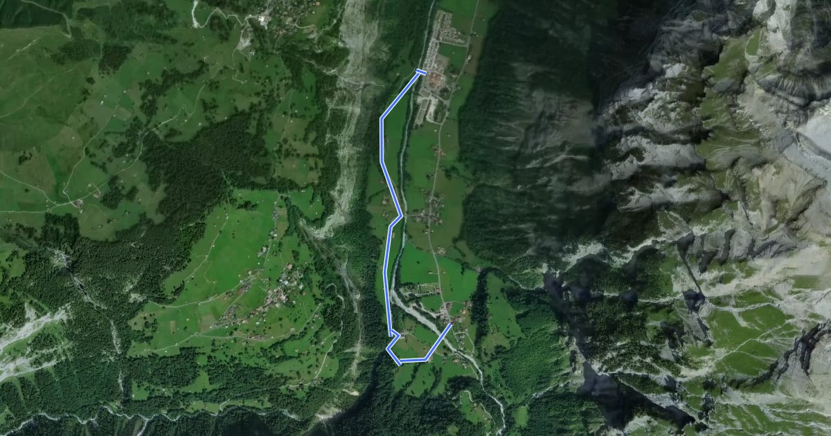 Маршрут Stechelberg / Rütti - Schilthornbahn на спутниковом снимке