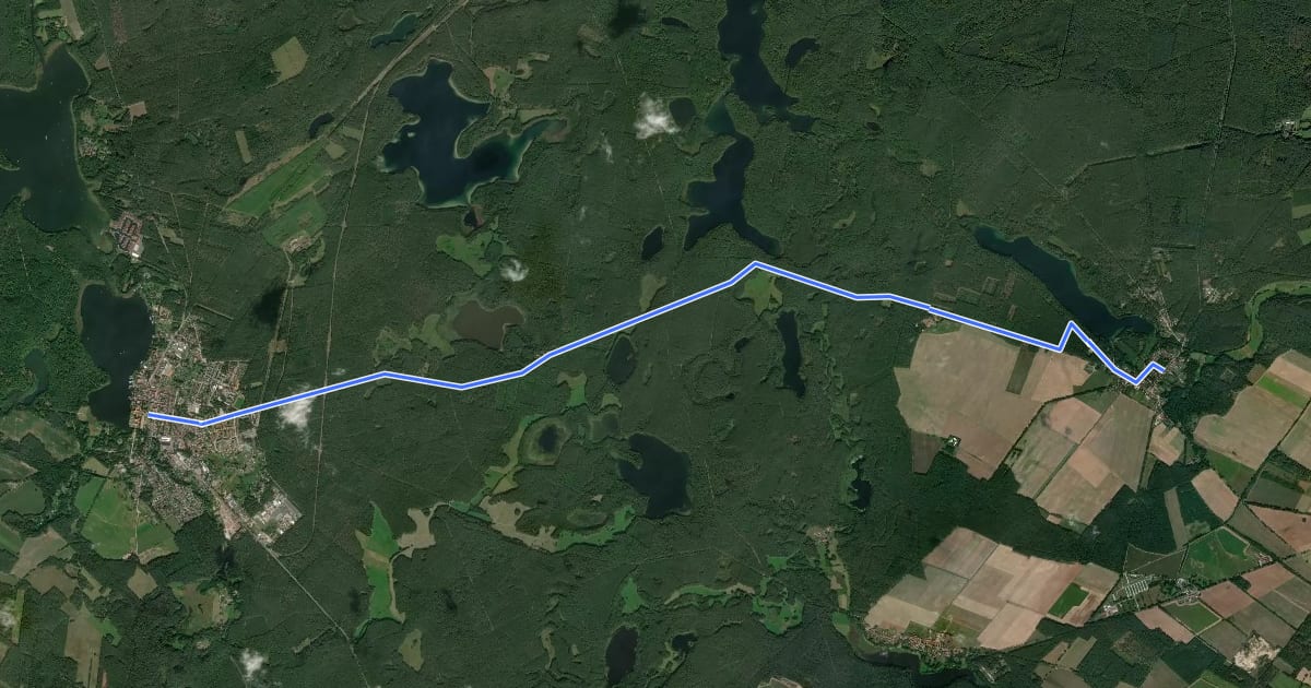 Маршрут Stechlin (33) - Rheinsberg (80) на спутниковом снимке