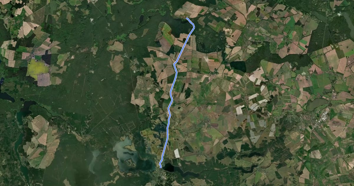 Маршрут Stechlin (35) - Lindow (70) на спутниковом снимке
