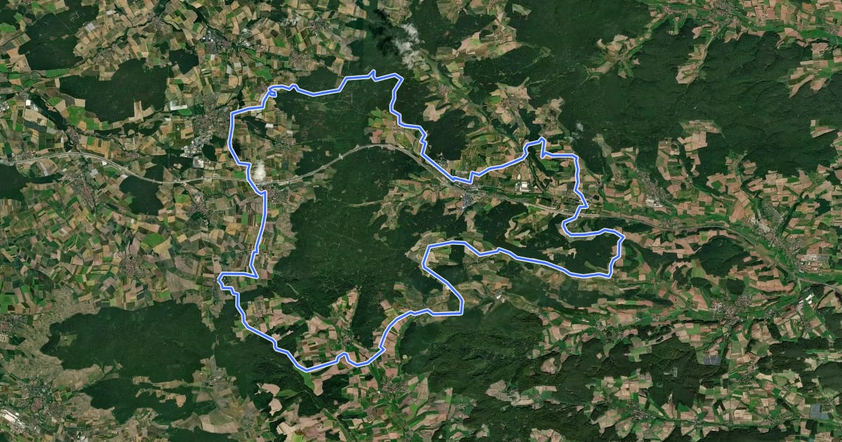 Маршрут Steigerwald-Tour на спутниковом снимке