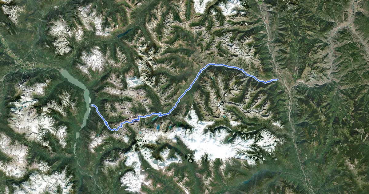 Маршрут Stein Valley Traverse на спутниковом снимке