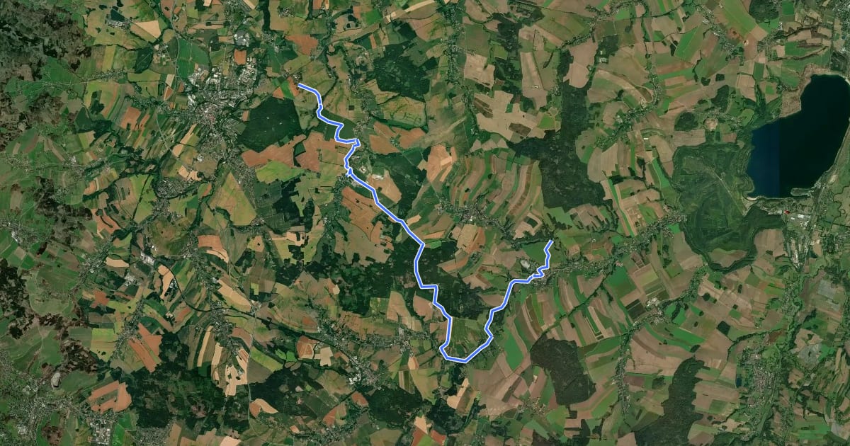 Маршрут Steinbachtal - Wendisch Paulsdorf (gelber Strich) на спутниковом снимке