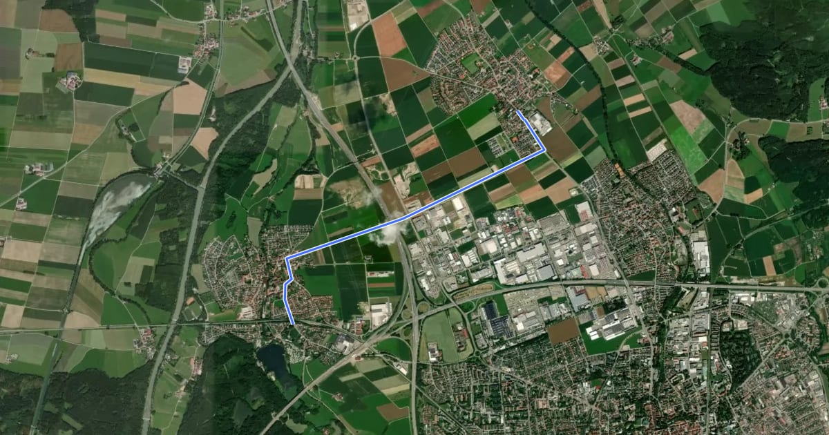 Маршрут Steinheim - Buxheim на спутниковом снимке