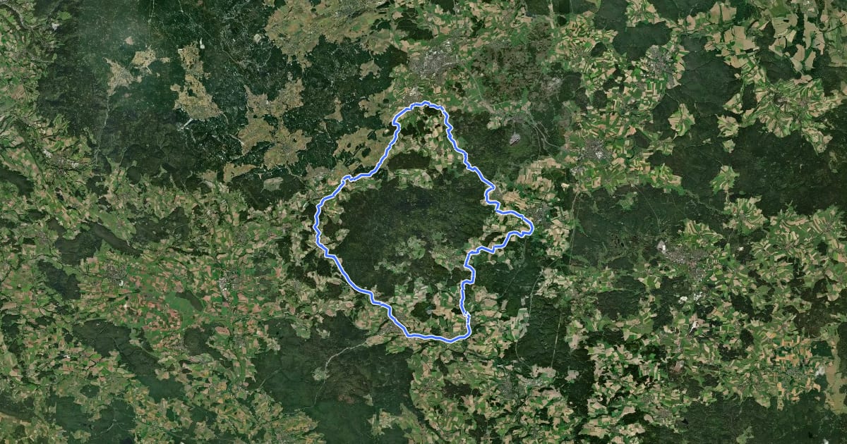 Маршрут Steinwald-Radweg на спутниковом снимке