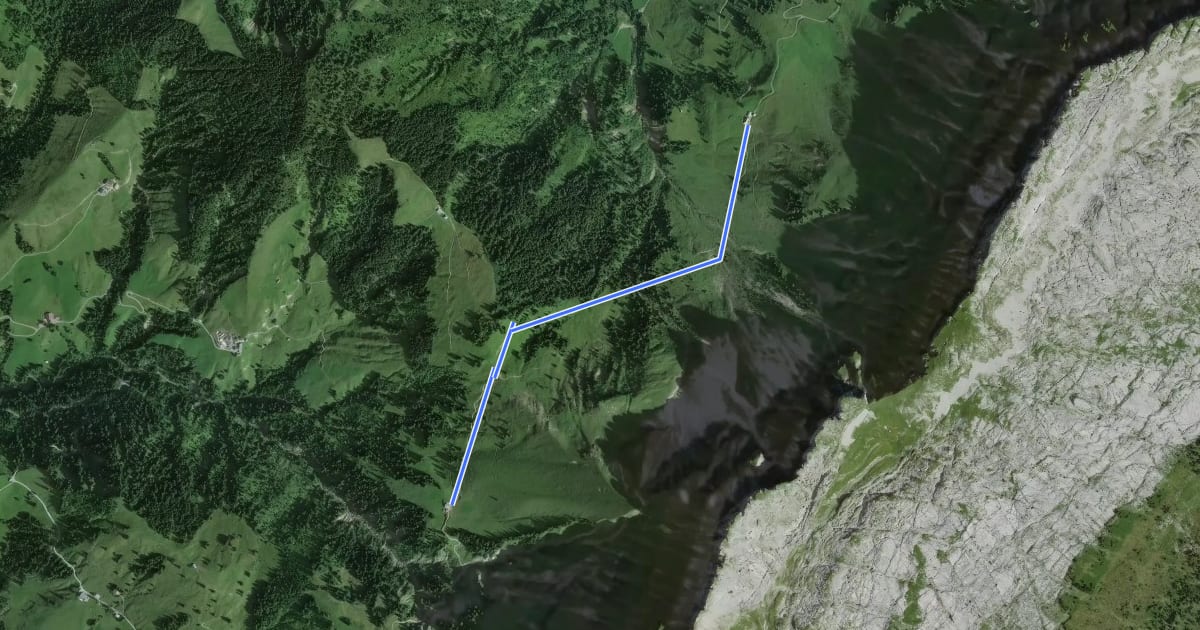 Маршрут Steinwang - Vorder Bättenalp на спутниковом снимке