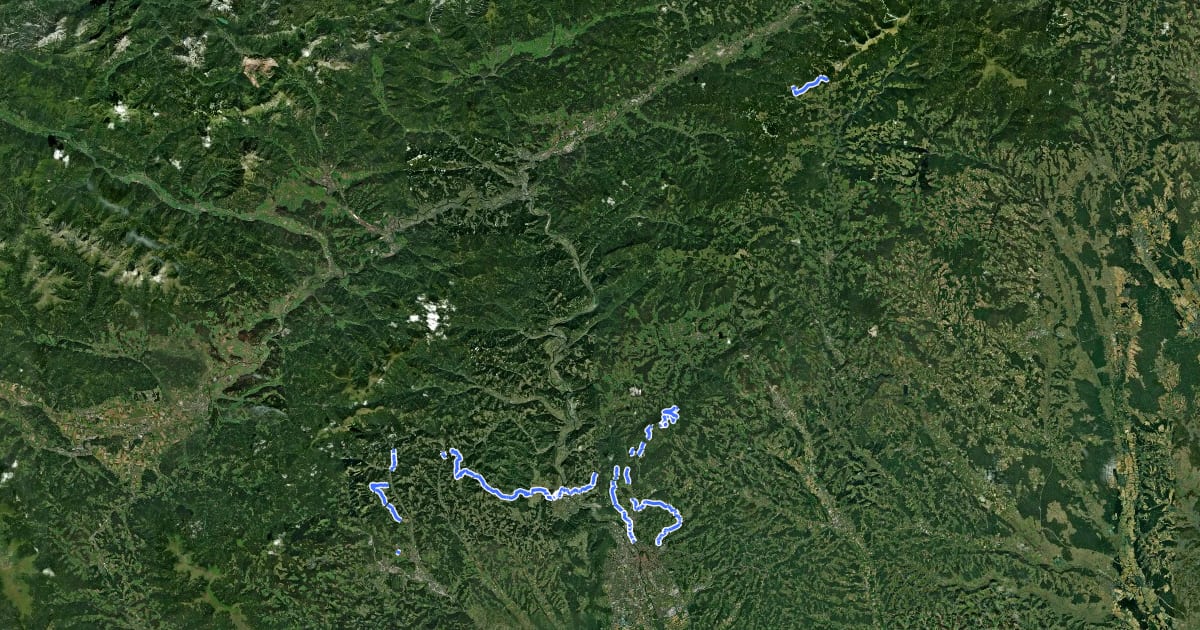 Маршрут Steirische Alpentour на спутниковом снимке