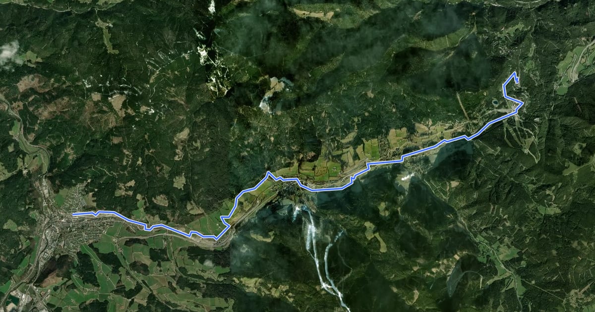Маршрут Steirischer Semmering Bahnwanderweg на спутниковом снимке