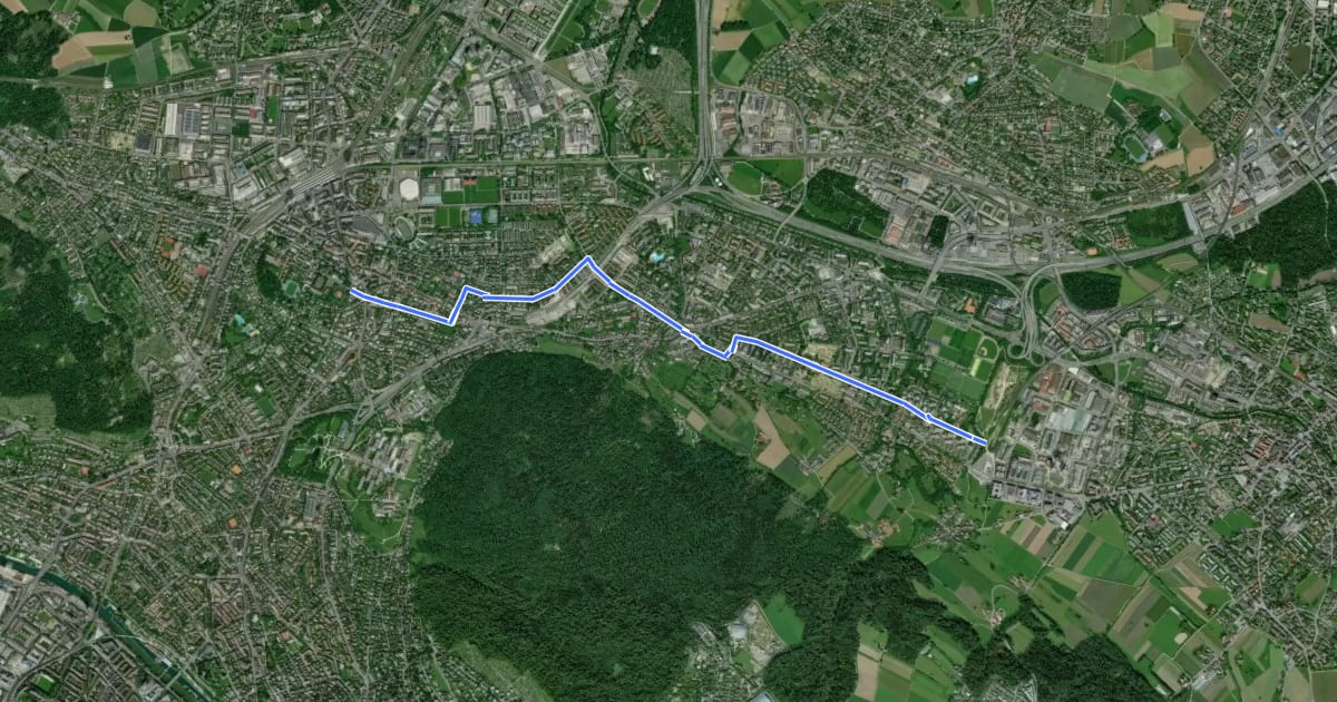 Маршрут Stettbach - Schwamendingen - Oerlikonerstrasse на спутниковом снимке