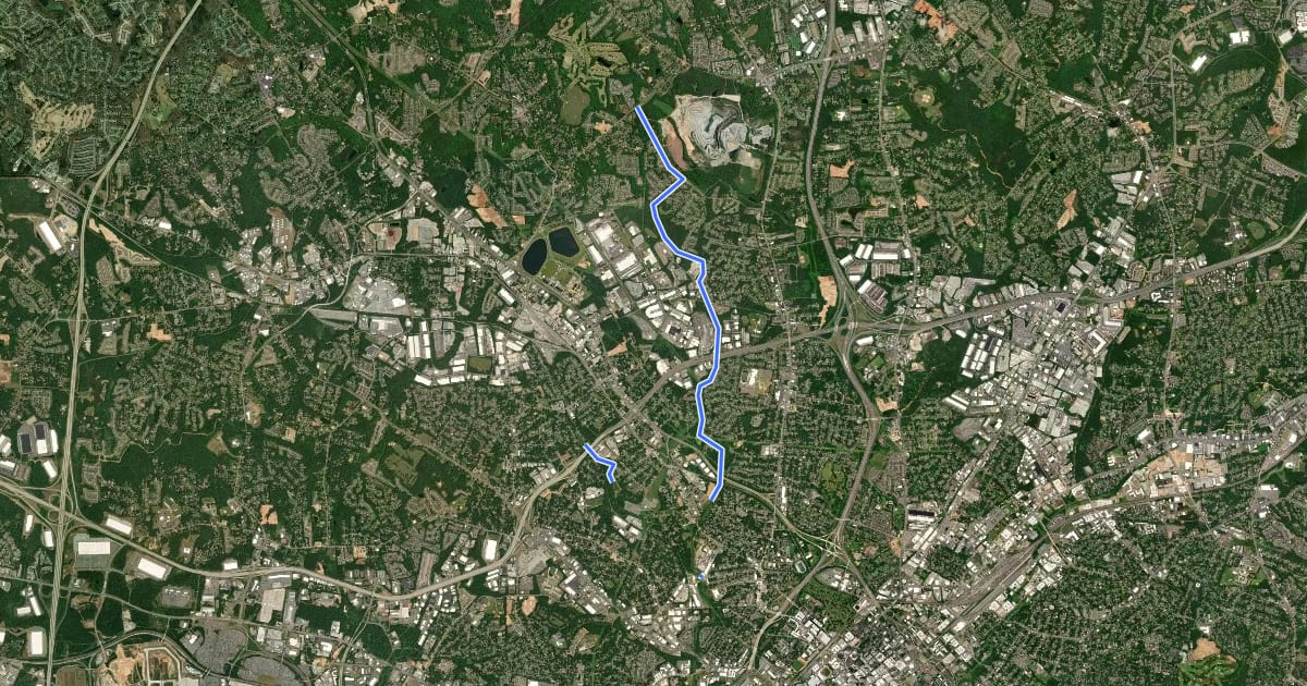 Маршрут Stewart Creek Greenway (proposed) на спутниковом снимке