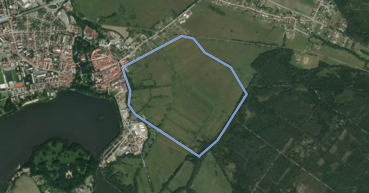 Маршрут Stezka zdraví Třeboň - Hrádeček на спутниковом снимке