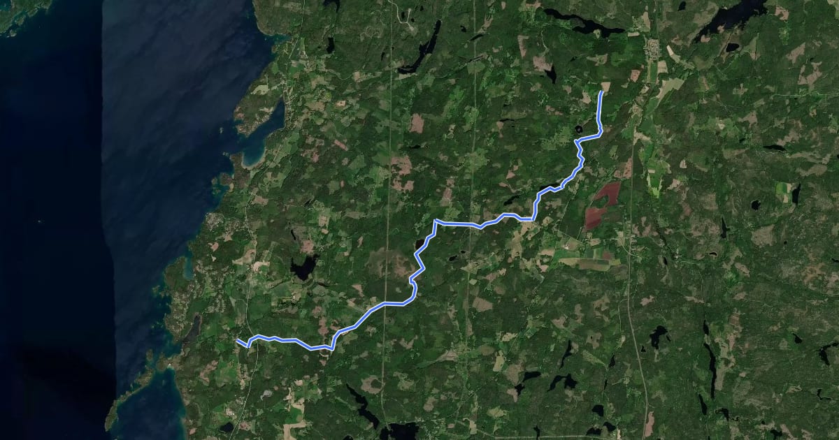 Маршрут Östgötaleden: Medevi - Godegård на спутниковом снимке