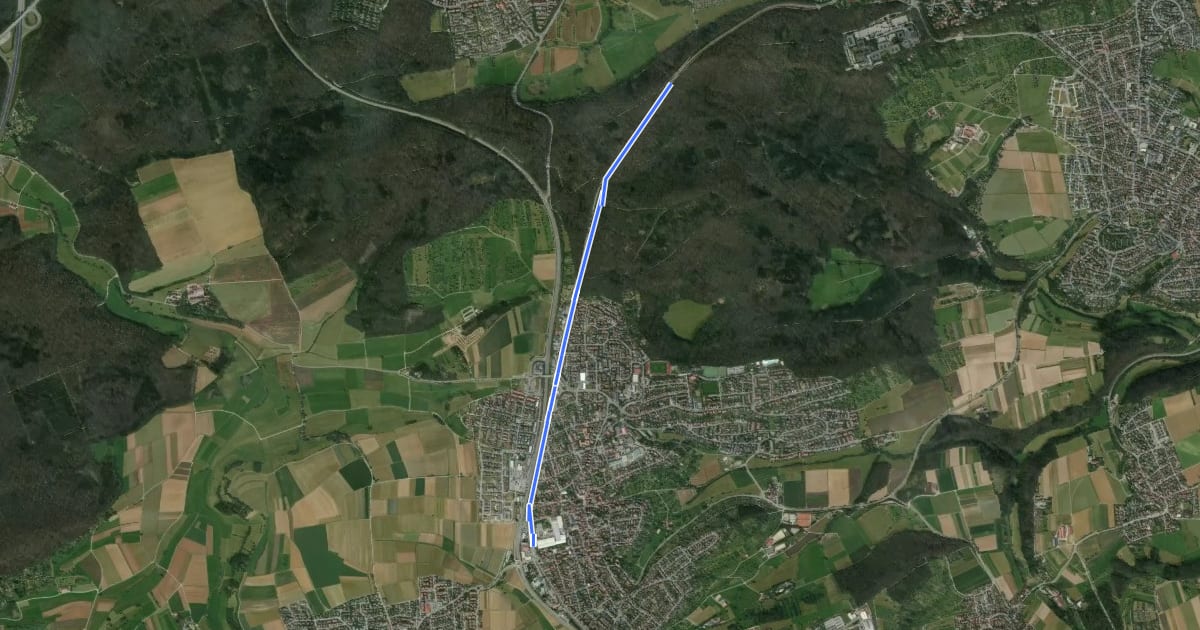 Маршрут Stichweg Holzgerlingen - Böblingen на спутниковом снимке
