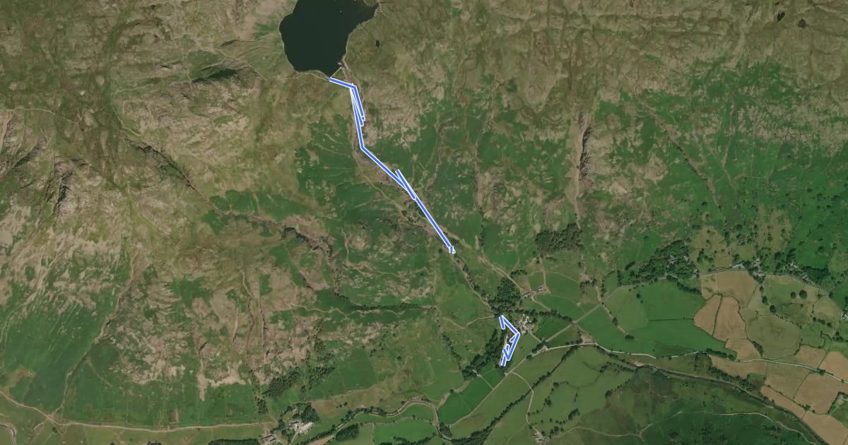 Маршрут Stickle Tarn Trail, Grasmere Great Langdale на спутниковом снимке