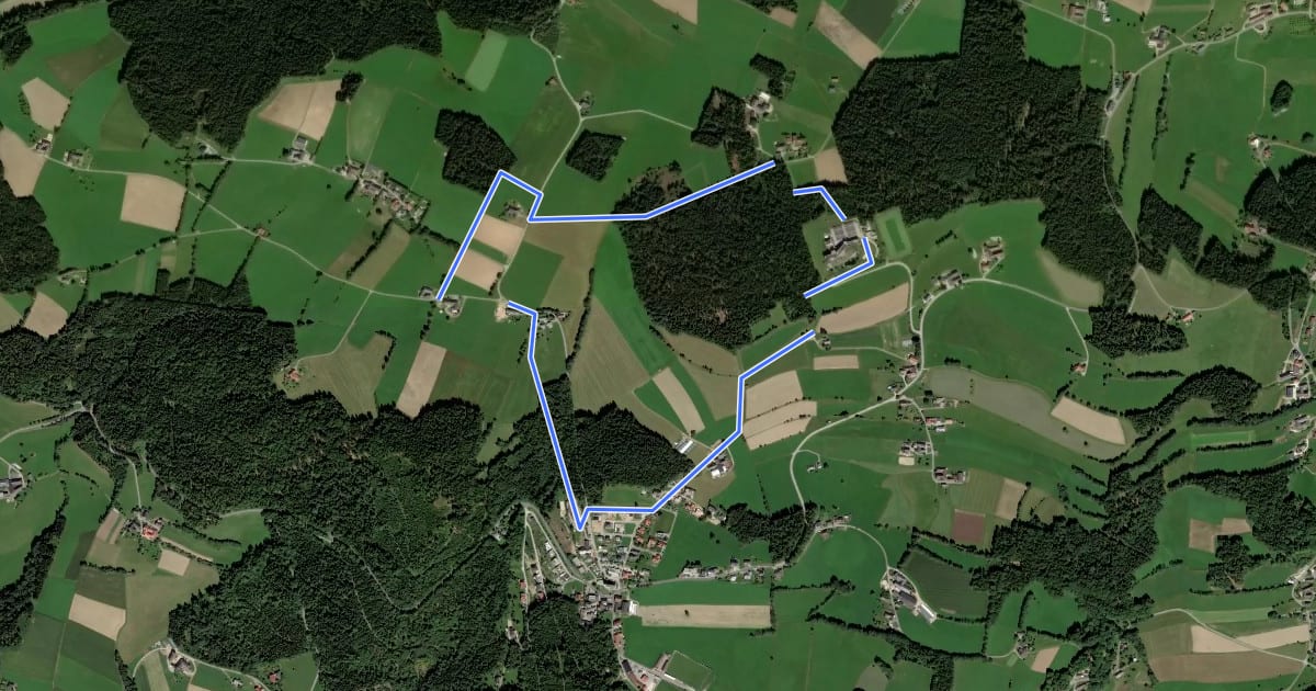 Маршрут Stifter Panoramasteig на спутниковом снимке