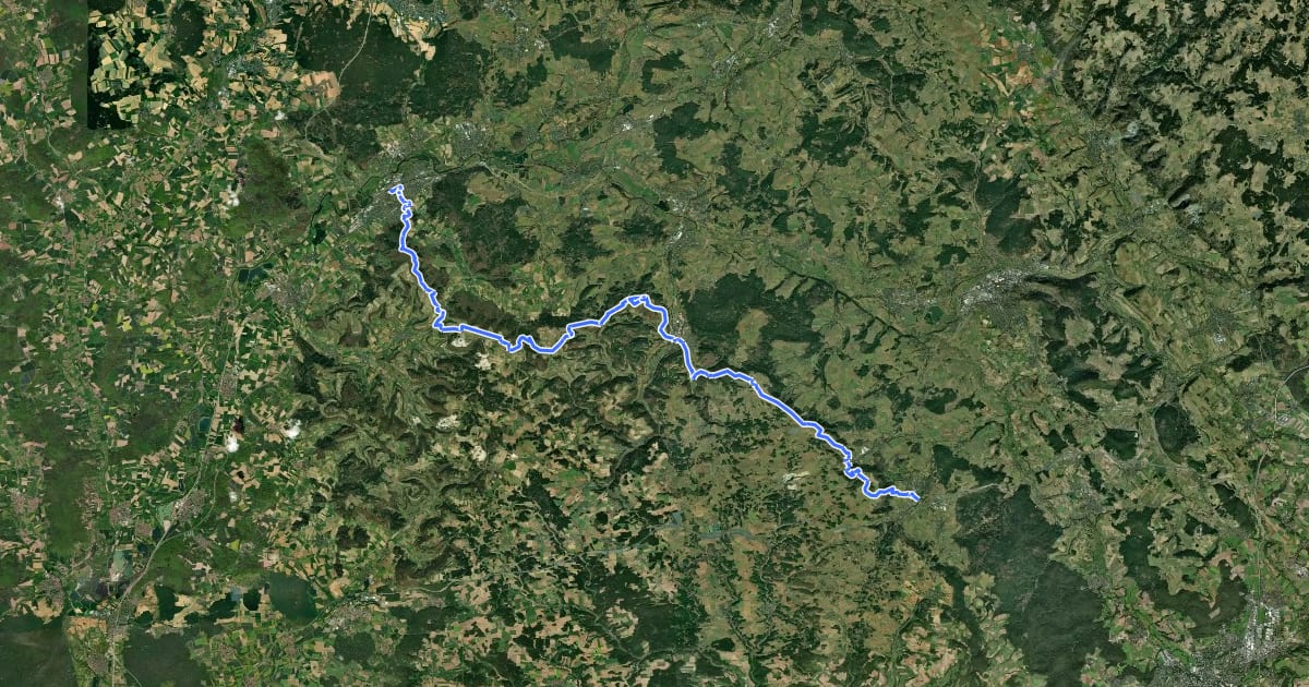Маршрут Östlicher Albrandweg Lichtenfels - Thurnau (Teil 1) на спутниковом снимке