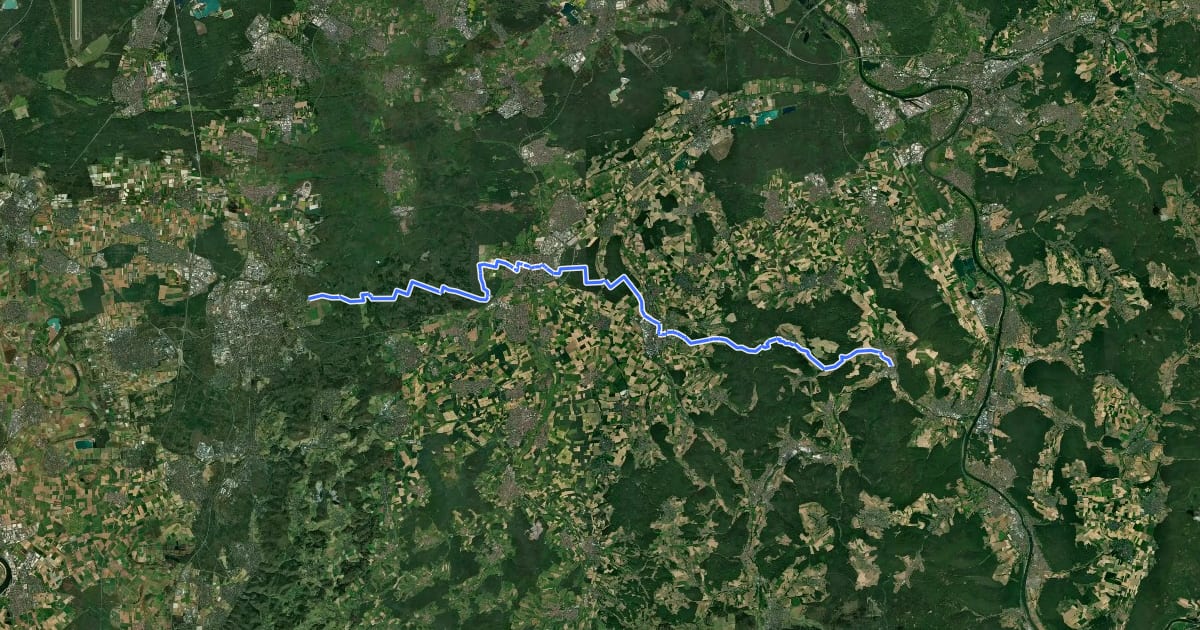 Маршрут Östlicher Kreiswanderweg на спутниковом снимке