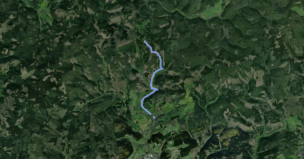 Маршрут östlicher Rothaarsteig-Zuweg Aue-Wingeshausen на спутниковом снимке