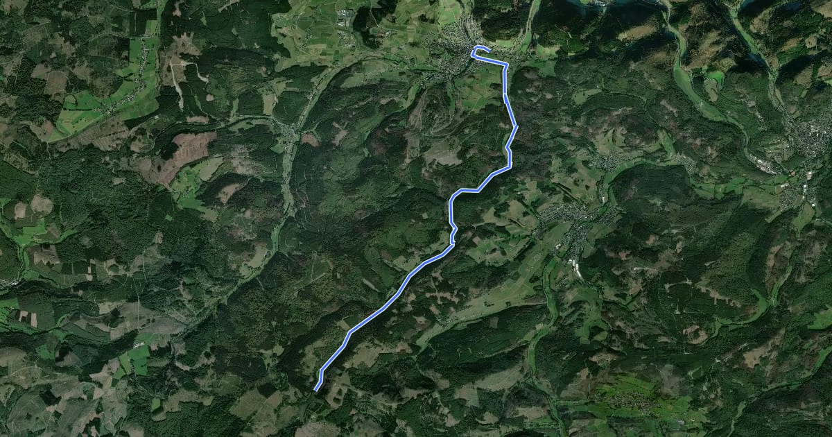 Маршрут östlicher Rothaarsteig-Zuweg Feudingen на спутниковом снимке