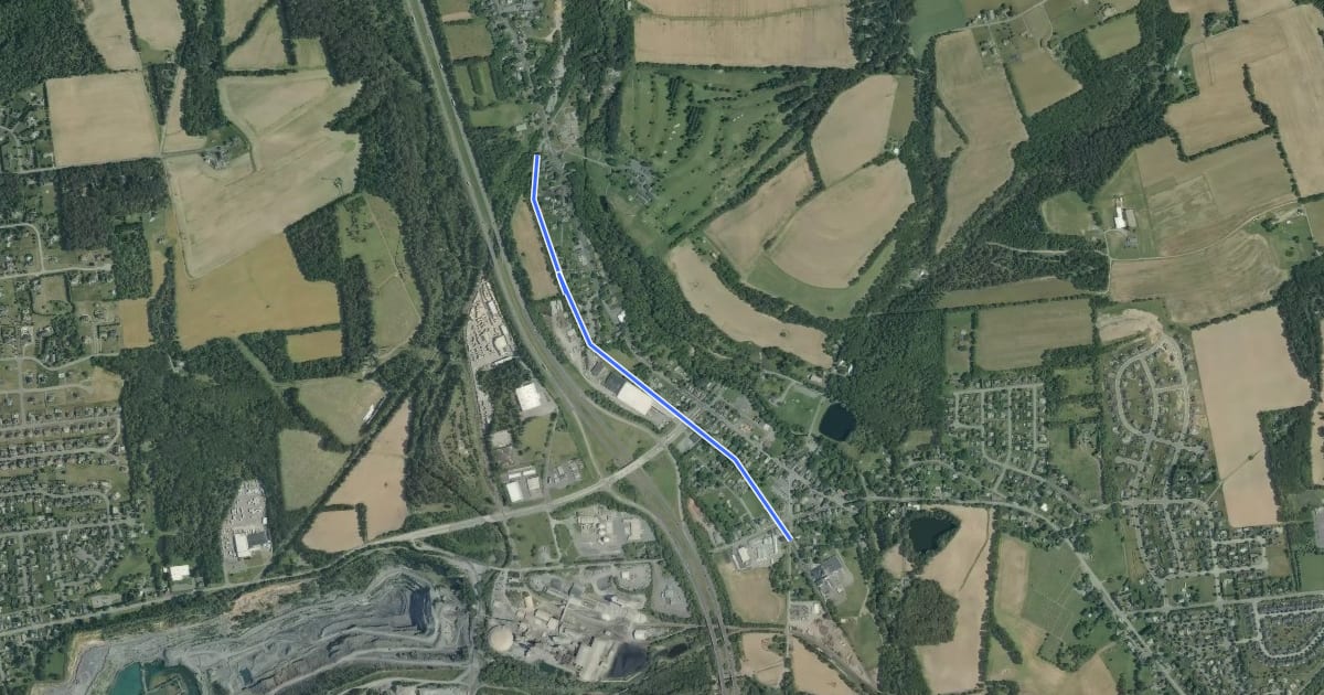 Маршрут Stockertown Rail Trail на спутниковом снимке