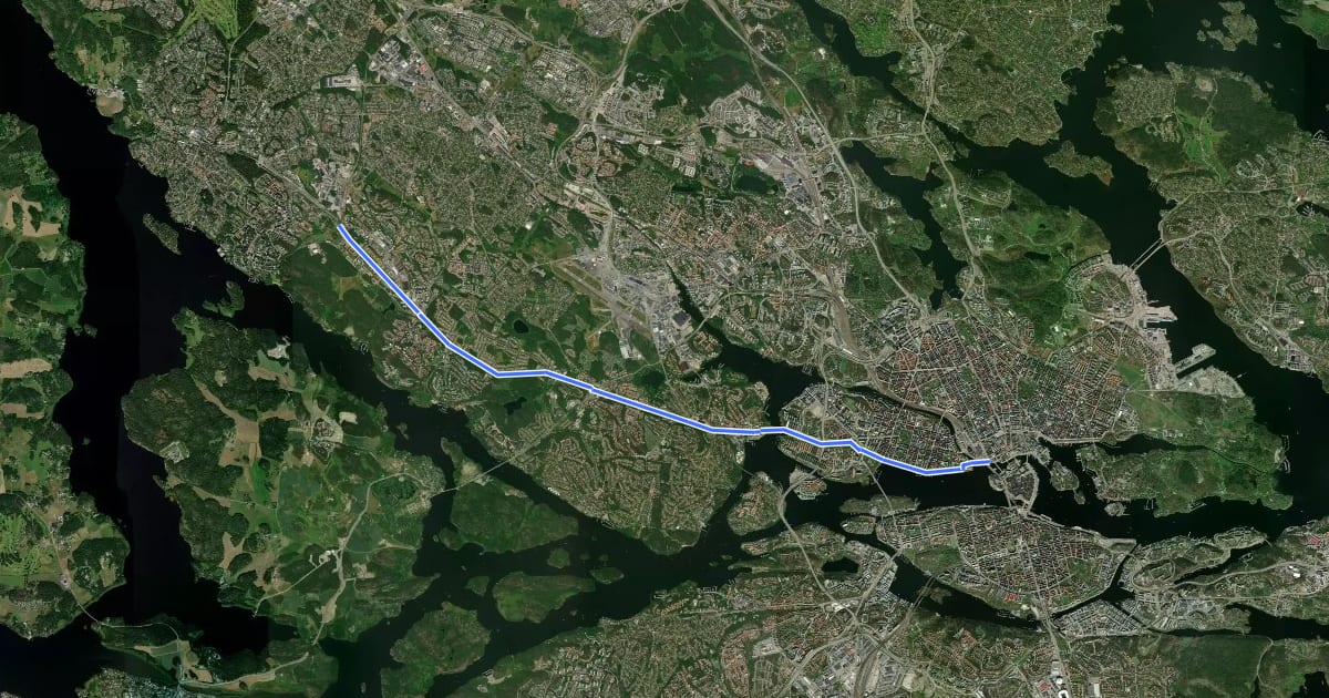 Маршрут Stockholms cykelbana (Hässelby-city) на спутниковом снимке