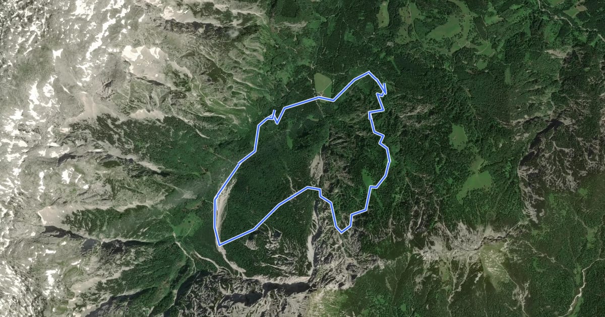 Маршрут Stoderer Dolomitensteig на спутниковом снимке