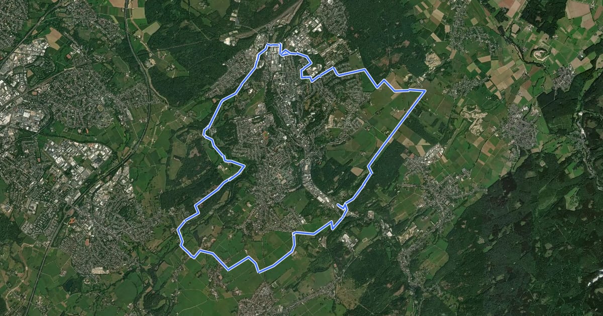 Маршрут Stolberg Rundweg 1 на спутниковом снимке