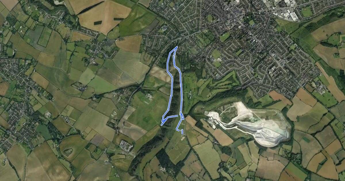 Маршрут Stone Age Walk, Dunstable Downs and Whipsnade Estate на спутниковом снимке