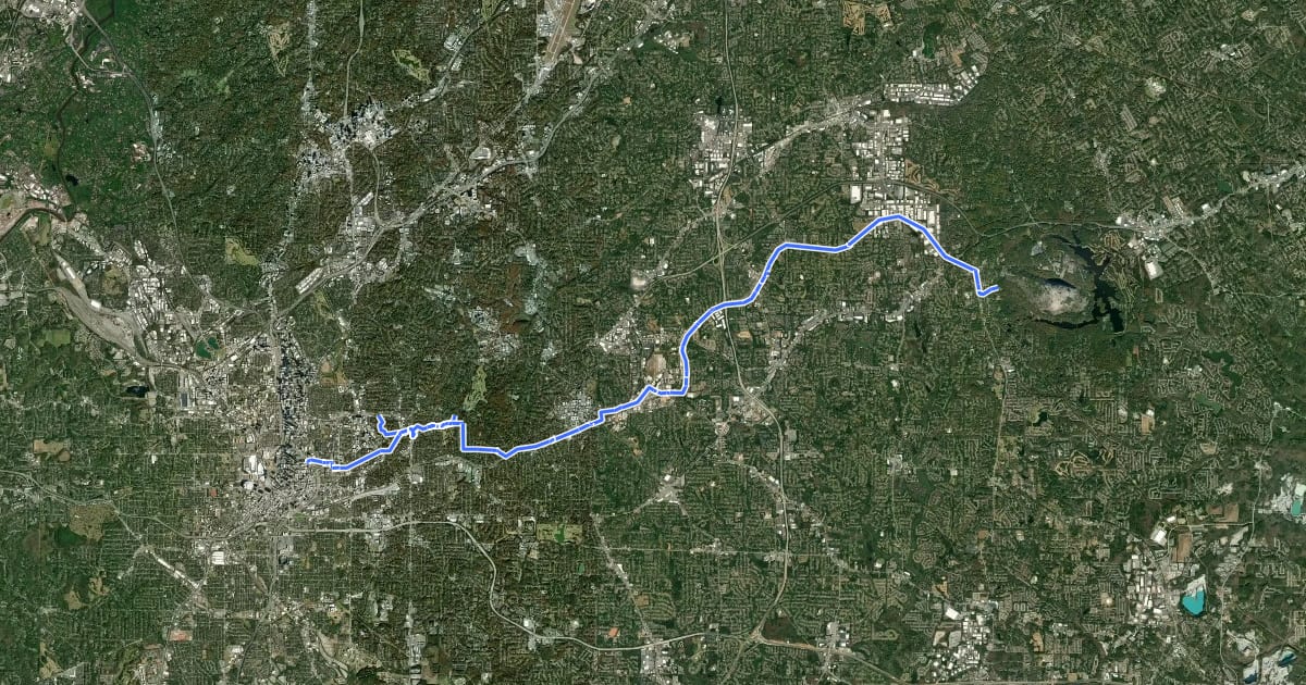 Маршрут Stone Mountain Trail на спутниковом снимке