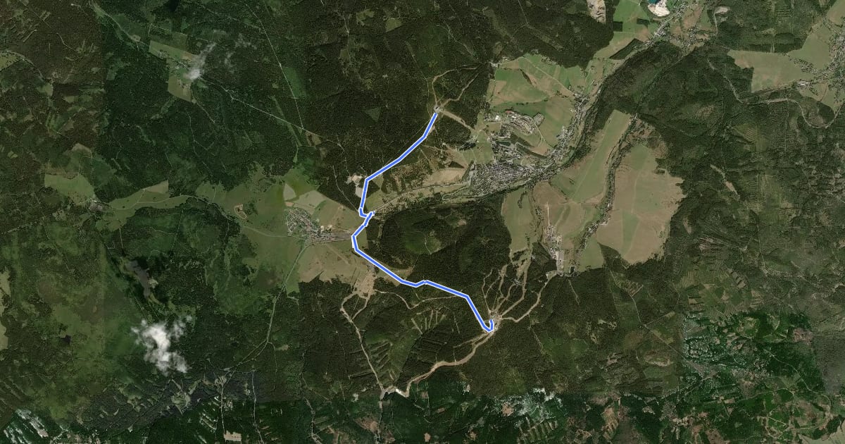 Маршрут Stoneman Miriquidi Road: Klínovec – Fichtelberg на спутниковом снимке