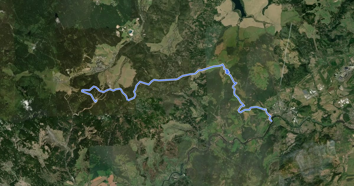 Маршрут Stoneman Miriquidi Road: Klášterec nad Ohří – Klínovec на спутниковом снимке