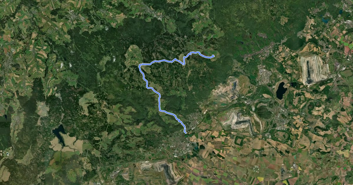 Маршрут Stoneman Miriquidi Road: Nová Ves v Horách – Zoopark Chomutov на спутниковом снимке
