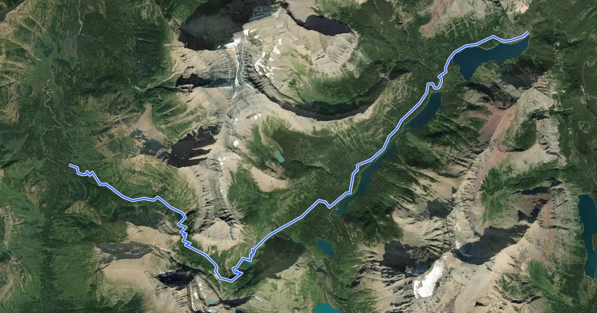 Маршрут Stoney Indian Pass Trail на спутниковом снимке