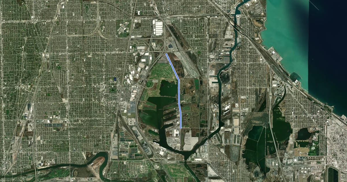 Маршрут Stony Island Avenue на спутниковом снимке
