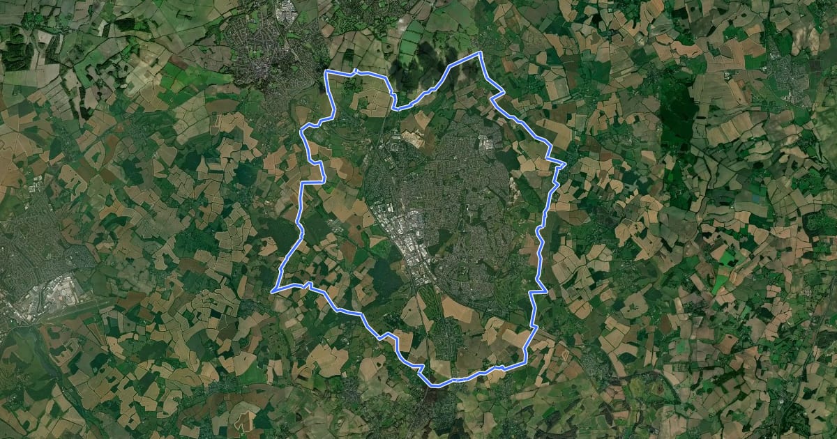 Маршрут STOOP - Stevenage Outer Orbital Path на спутниковом снимке