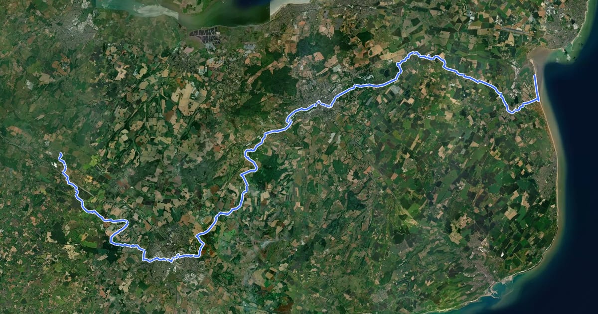 Маршрут Stour Valley Walk на спутниковом снимке
