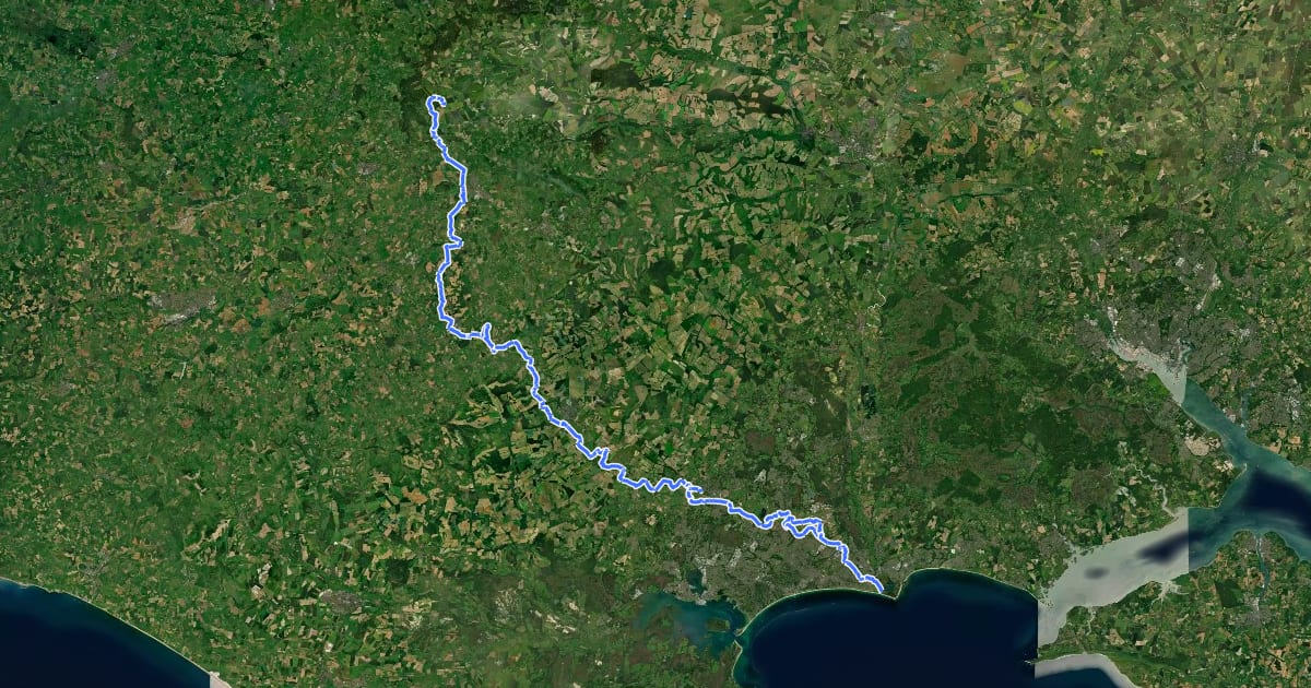 Маршрут Stour Valley Way на спутниковом снимке