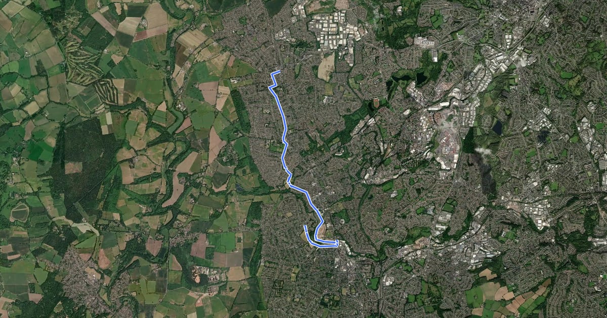 Маршрут Stourbridge Arm Cycle Route на спутниковом снимке