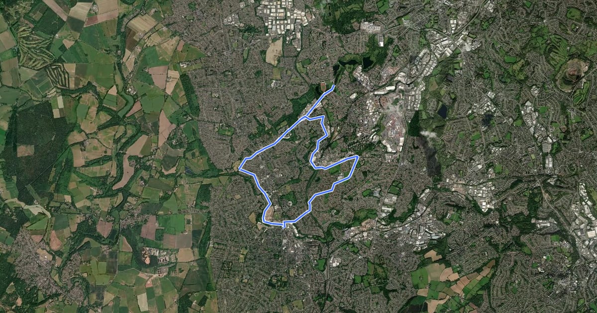 Маршрут Stourbridge Circular (Leys Junction to Delph Locks) на спутниковом снимке