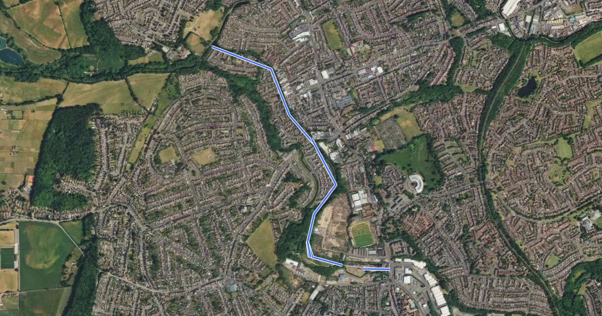 Маршрут Stourbridge Town Arm Walk на спутниковом снимке