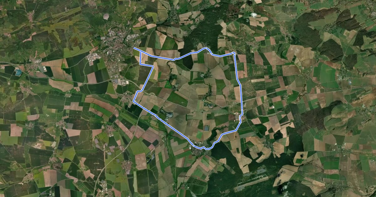 Маршрут Straße der Romanik на спутниковом снимке