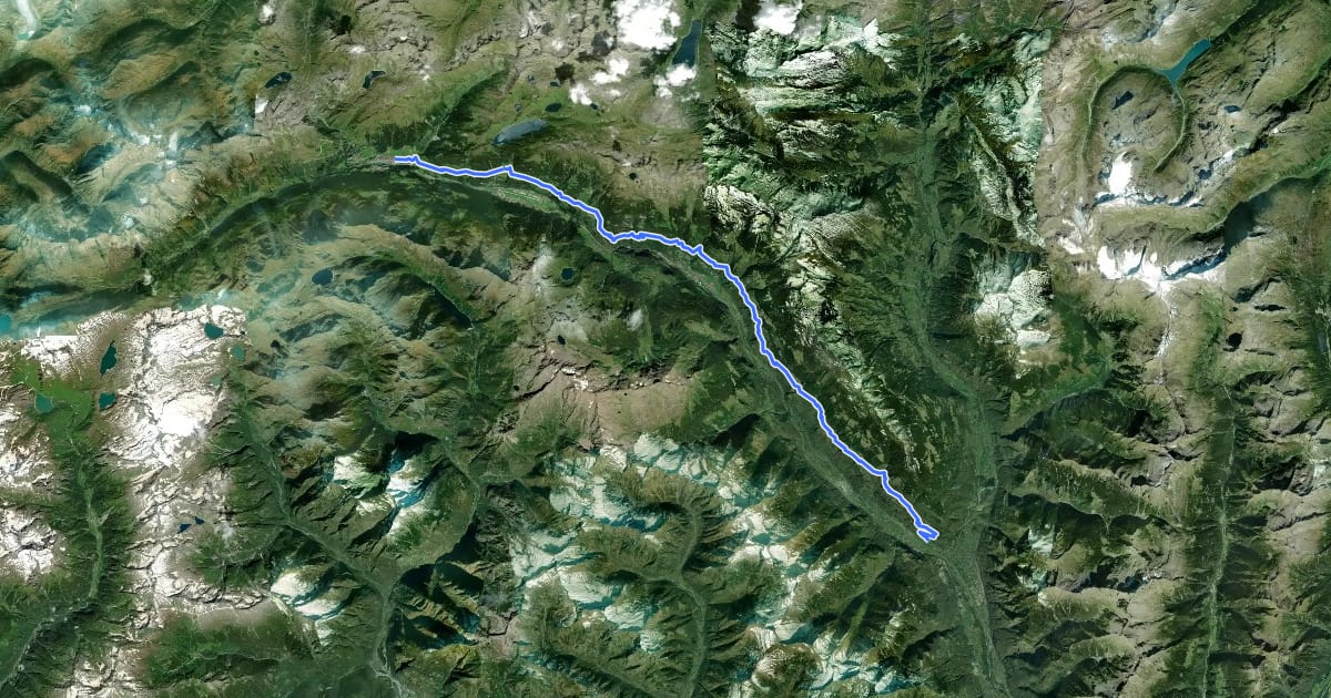 Маршрут Strada Alta на спутниковом снимке
