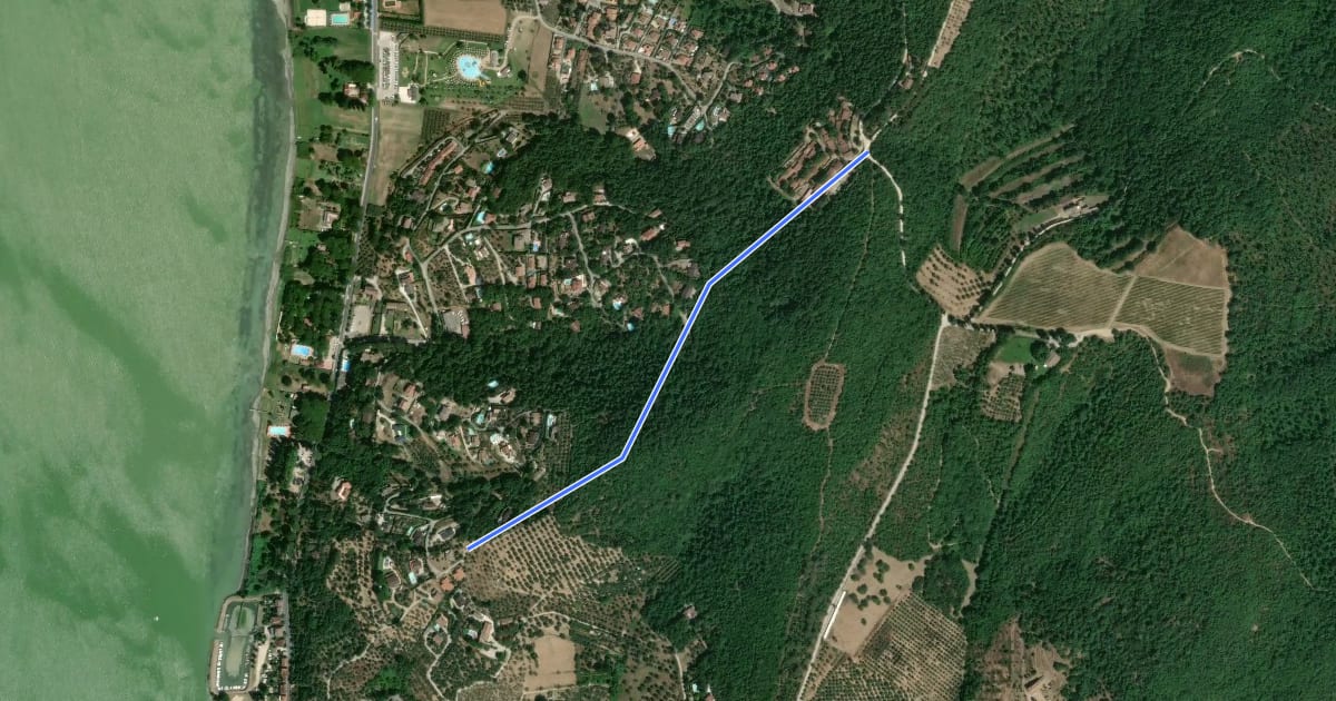 Маршрут Strada della Caccia на спутниковом снимке