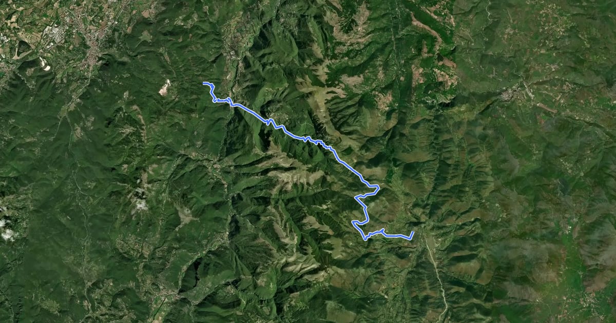 Маршрут Strada delle Ferriere на спутниковом снимке