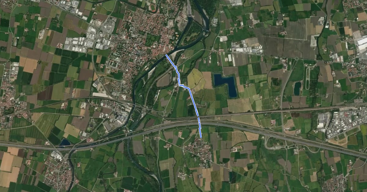 Маршрут Strada per Cascine San Pietro на спутниковом снимке