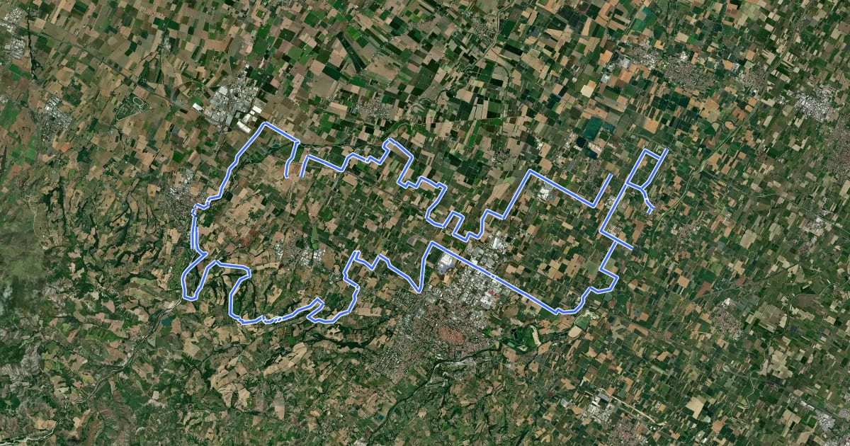 Маршрут Strade Bianche di Romagna на спутниковом снимке