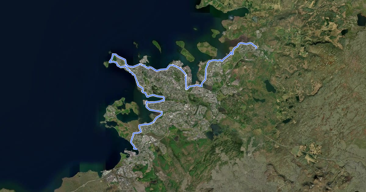 Маршрут Strandleið на спутниковом снимке